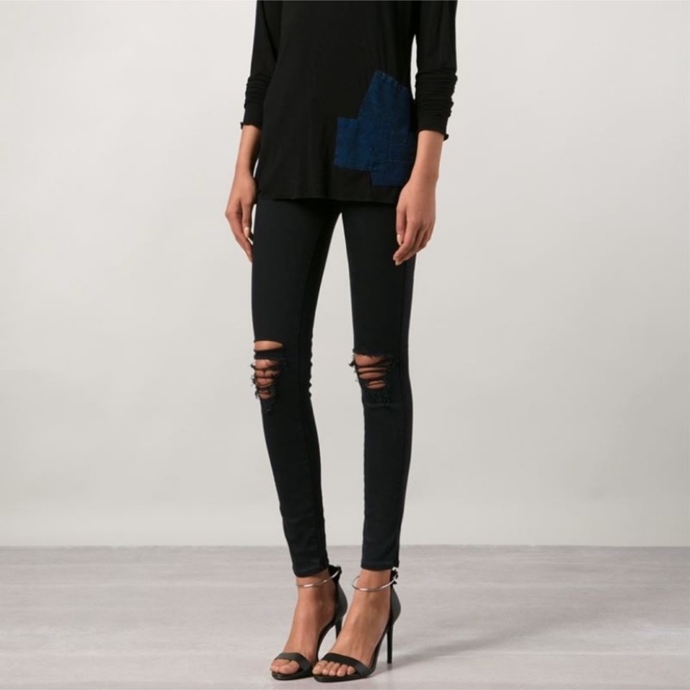 Ksubi Jane Mid Rise Women’s Black Skinny Distressed Destroyed Denim Jeans Cotton